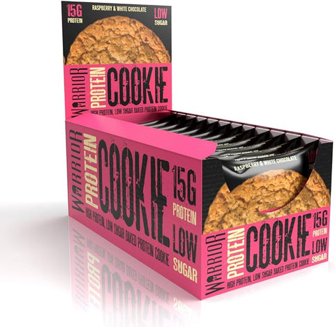 BOX - Warrior Protein Cookies RASPBERRY &amp; WHITE CHOCOLATE 12x60 G