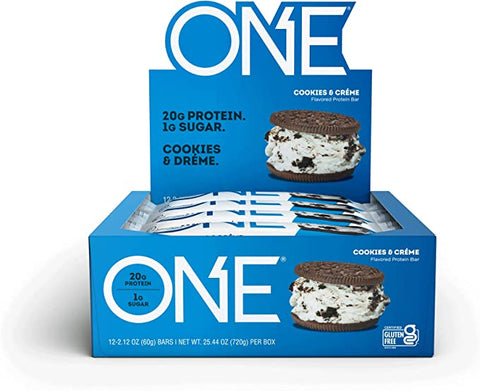 BOX - ONE Protein Bar Cookies &amp; Cream 12X60 G