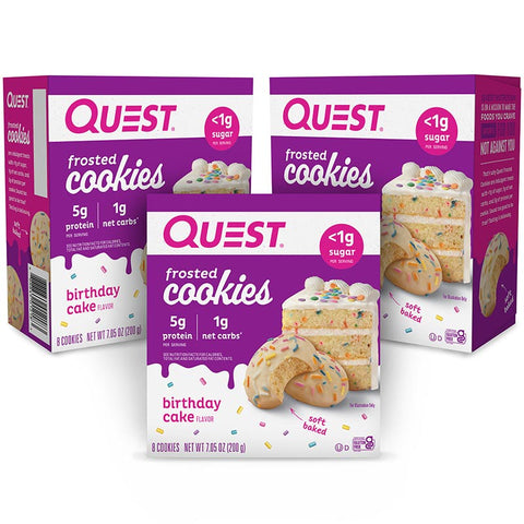 BOX - Quest Frosted Cookie Birthday Cake 8x25g