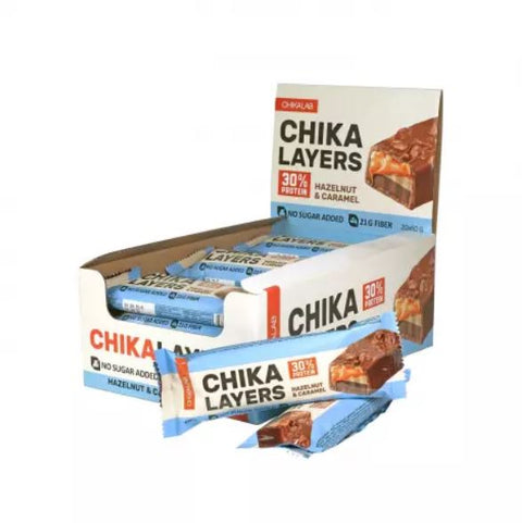 BOX -CHIKALAB Protein Bar Layers Hazelnut 20x60 g