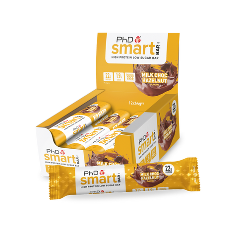 BOX - PHD Smart Bar Milk Choc Hazelnut 12X64 G