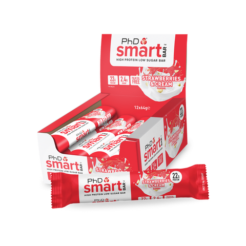 BOX - PHD Smart Bar Strawb & Cream 12X64 G
